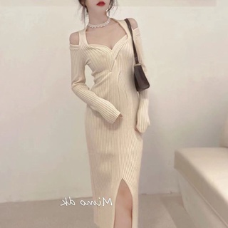 Đầm dệt kim dáng ôm xẻ tà cá tính thời trang cho nữ