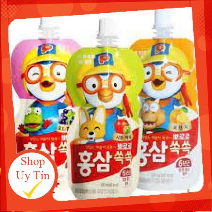 Set 10 Gói Nước Trái Cây Hồng Sâm Trái Cây Pororo 100ml Hàn Quốc