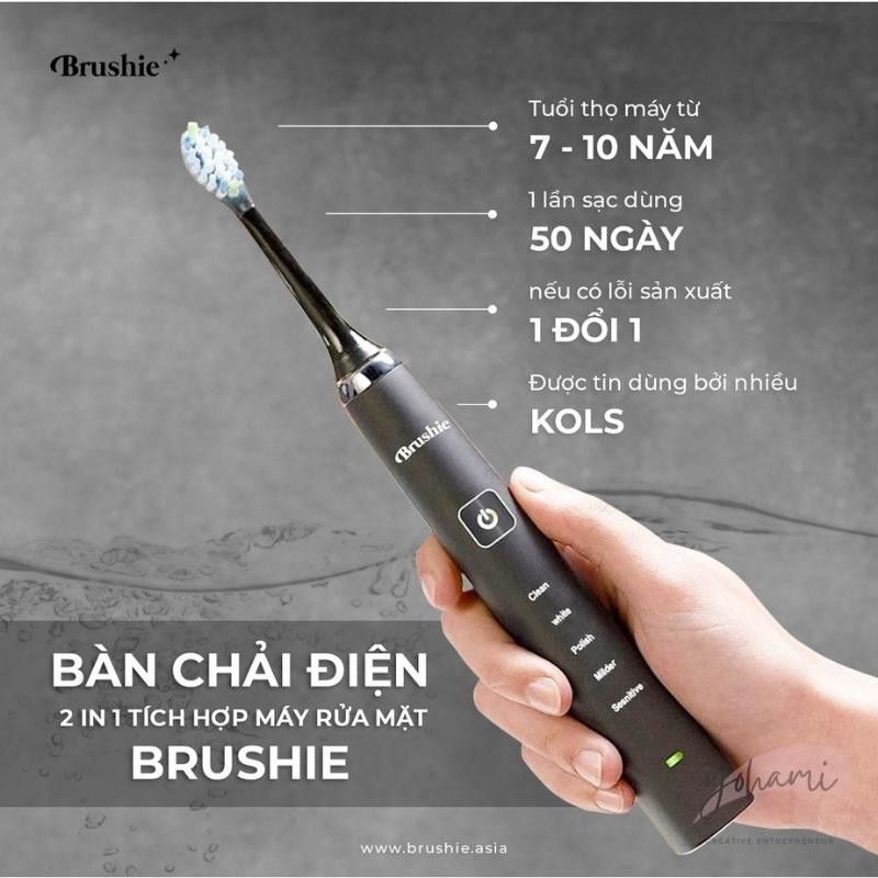 Bàn chải điện brushie bàn chải đánh răng bằng điện tự động tiếng ồn thấp có đầu rửa mặt – yohami shop