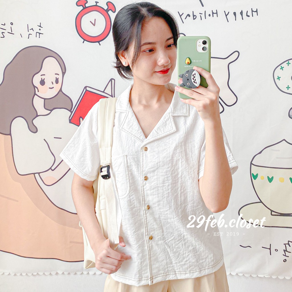 [Mã WASKT304 giảm 15% tối đa 30K đơn 99K] Áo sơ mi đũi viền cổ vest (Ảnh thật) | BigBuy360 - bigbuy360.vn