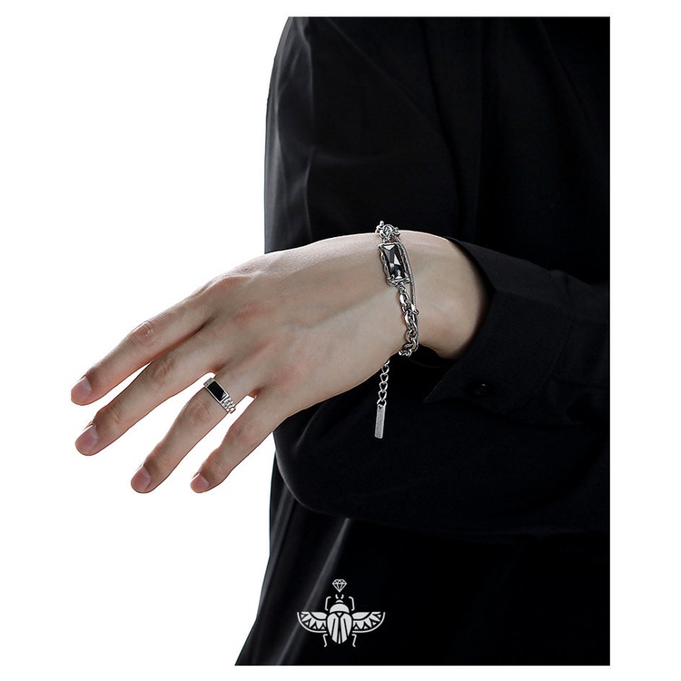Vòng Tay Thép Titan Phong Cách hip hop Châu Âu Thời Trang Cho Nam