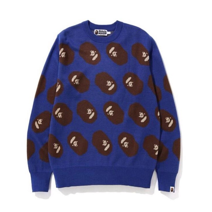 Bape Áo sweater cotton Dệt Kim Cổ Tròn Thời Trang Cho Nam Nữ