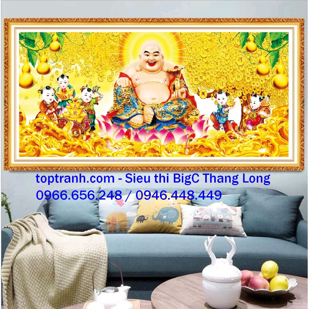 Tranh thêu chữ thập phật di lặc ngũ phúc MN0186 chưa thêu