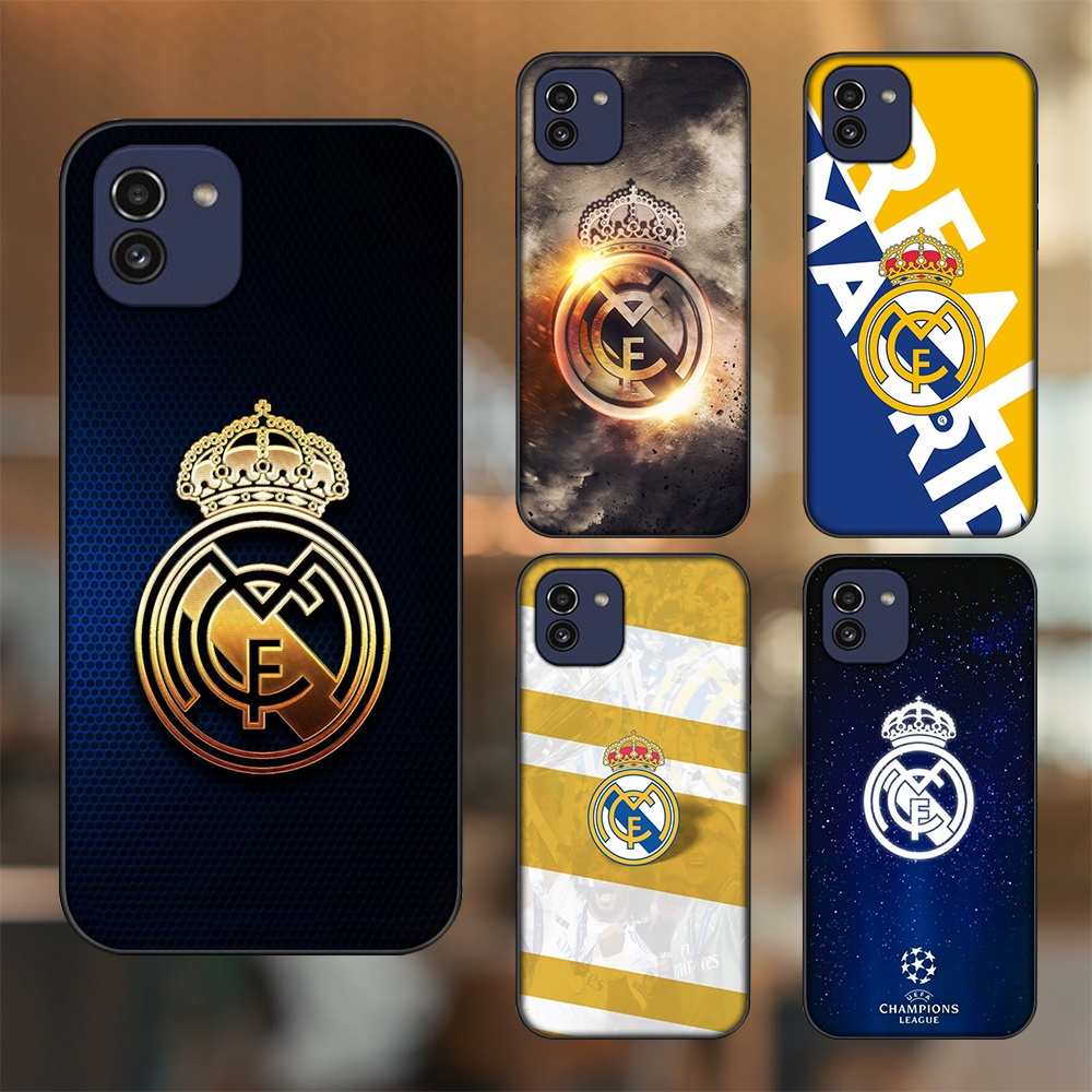 Ốp lưng Samsung A03 viền đen in hình Real Madrid