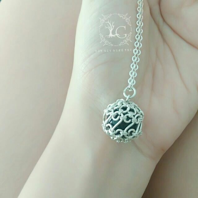 Mặt dây chuyền Thạch Anh Tóc Đen Bọc Bạc