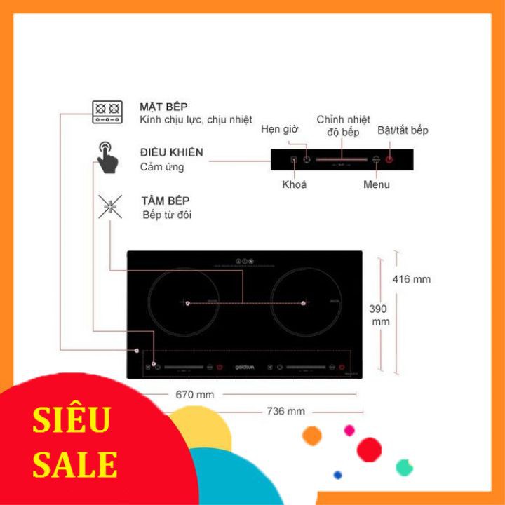 [SALE SẬP SÀN] Bếp điện từ đôi IH-GYL27 - HÀNG CHÍNH HÃNG - Chế độ tự ngắt điện