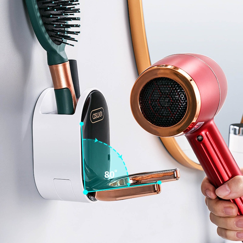 Giá Đỡ Máy Sấy Tóc Gắn Tường Hình Chữ U Có Thể Gập Lại Kèm Hộp Đựng Cho Phòng Tắm
