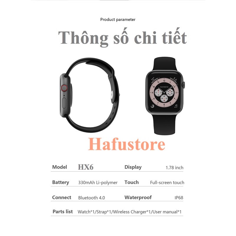 Smartwatch HAFU HX6 Màn hình tràn viền nhận thông báo cuộc gọi tin nhắn