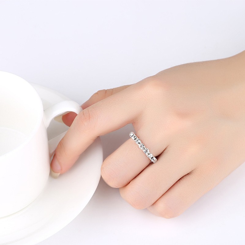 Nhẫn Hợp Kim Dát Pha Lê Màu Bạc Đàn Hồi Thời Trang
