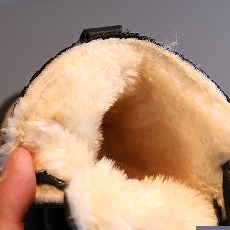 Giày bốt martin cổ thấp đế mềm bằng cotton phối nhung màu trơn có khóa kéo thời trang cho bé
