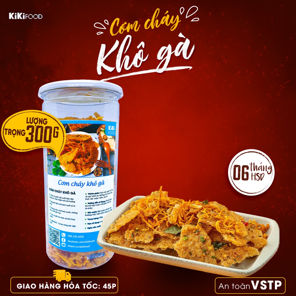 Cơm cháy lắc khô gà 300G KIKIFOOD vừa ngon vừa rẻ, đồ ăn vặt Việt Nam an toàn vệ sinh thực phẩm | BigBuy360 - bigbuy360.vn