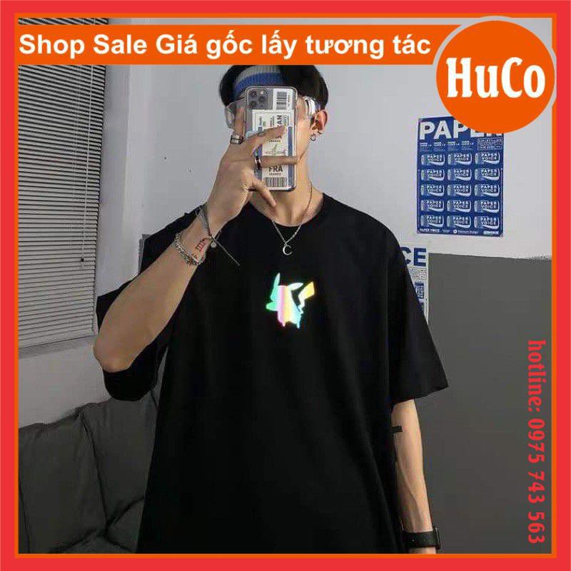 áo phông, thun tay lỡ nam nữ, phản quang 7 màu pika, cổ tròn form thụng unisex, chất cotton thời trang cặp đôi ❤