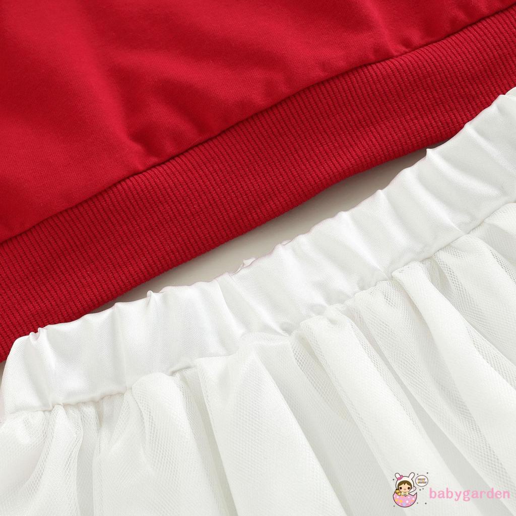 Set Đồ 3 Món Gồm Áo Cổ Tròn In Chữ + Váy Tulle + Băng Cài Đầu In Họa Tiết Giáng Sinh Cho Bé Gái 0-24 Tháng Tuổi