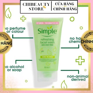 [BAO BÌ MỚI] Sữa Rửa Mặt Simple Gel Kind To Skin Refreshing Facial Wash Gel 150ml