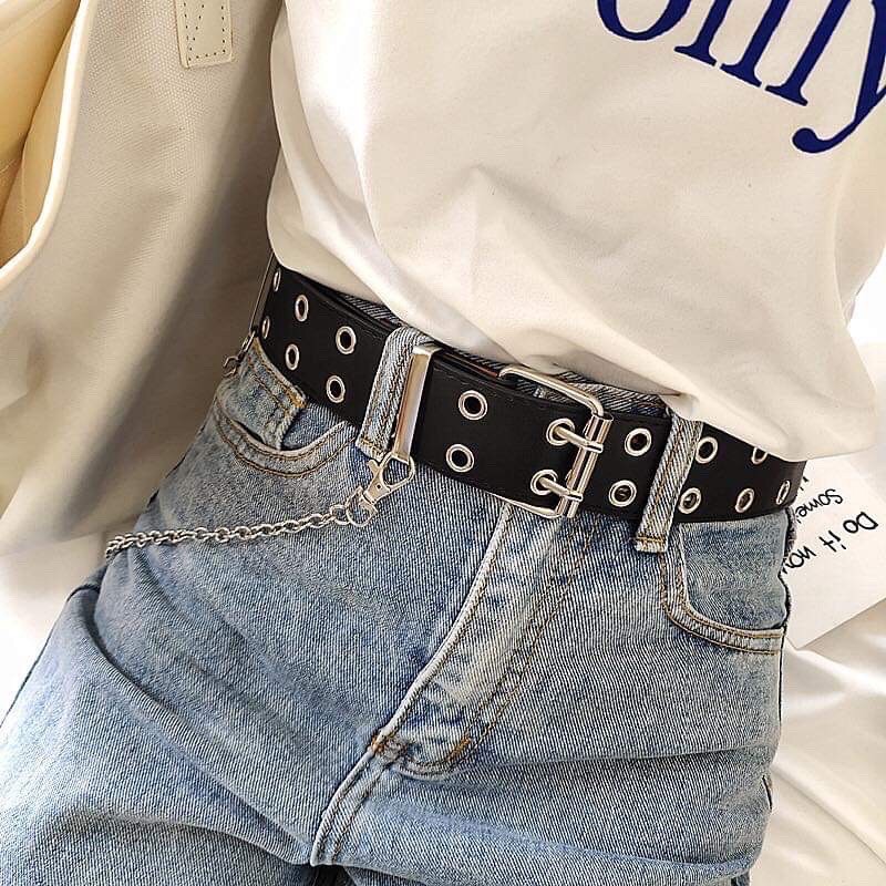 Dây nịt 2 hàng lỗ kèm dây xích