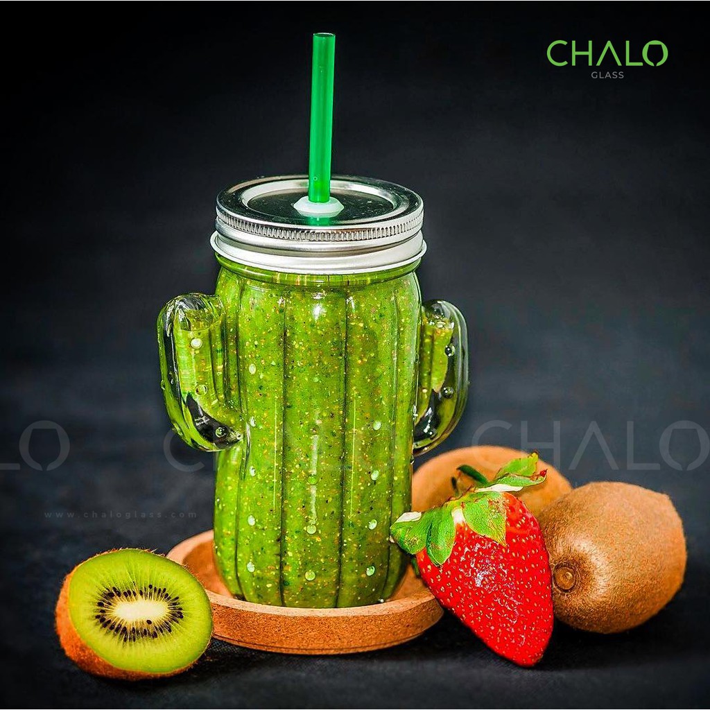 Cốc thuỷ tinh hình xương rồng 400ml