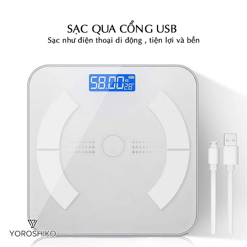 Cân điện tử sức khỏe Thông Minh Yoroshiko có kết nối bluetooth tiện lợi cho gia đình