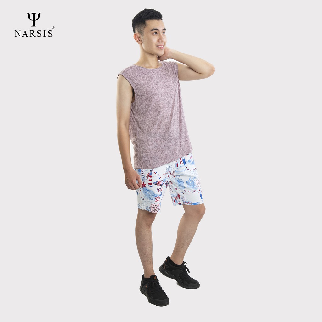 Quần Short nam Narsis S0008 trắng in họa tiết sao biển