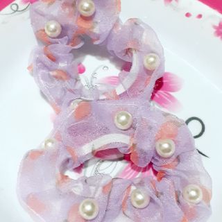 Dây cột tóc Scrunchies quả cam đính hạt