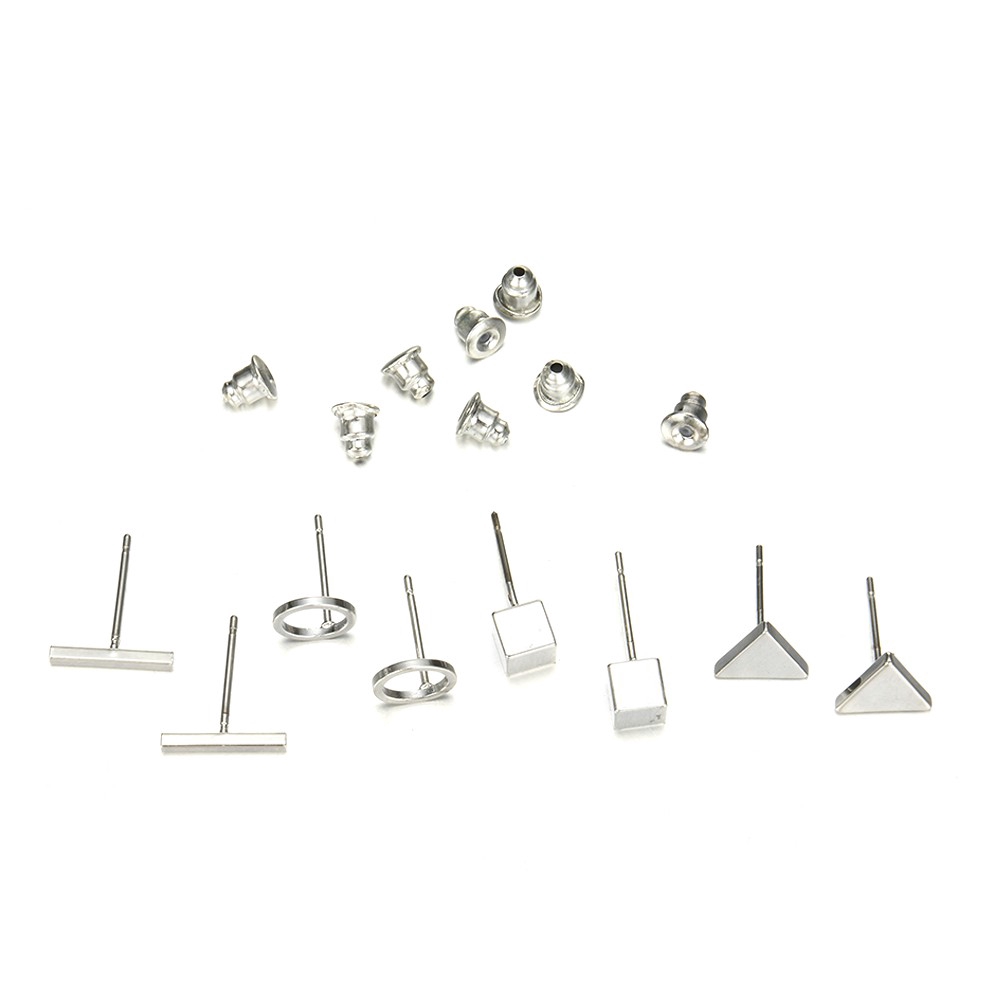 Set 4 Đôi Khuyên Tai Kim Loại Hình Học Thời Trang Cho Nữ