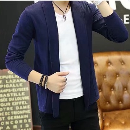 Áo Khoác Cardigan Dệt Kim Màu Trơn Dáng Ôm Thời Trang Cho Nam Giới