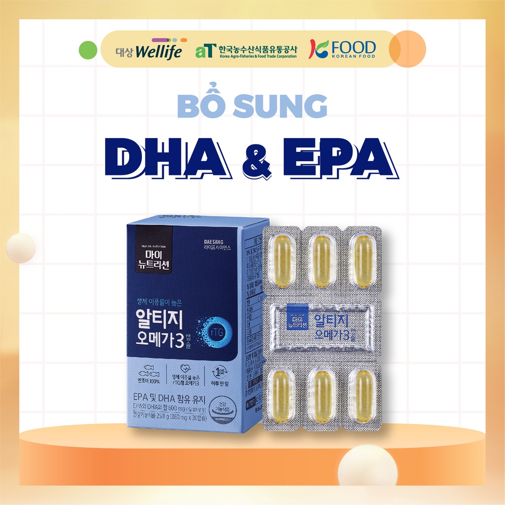 Viên uống RTG Omega 3 Daesang Wellife hộp 30 viên