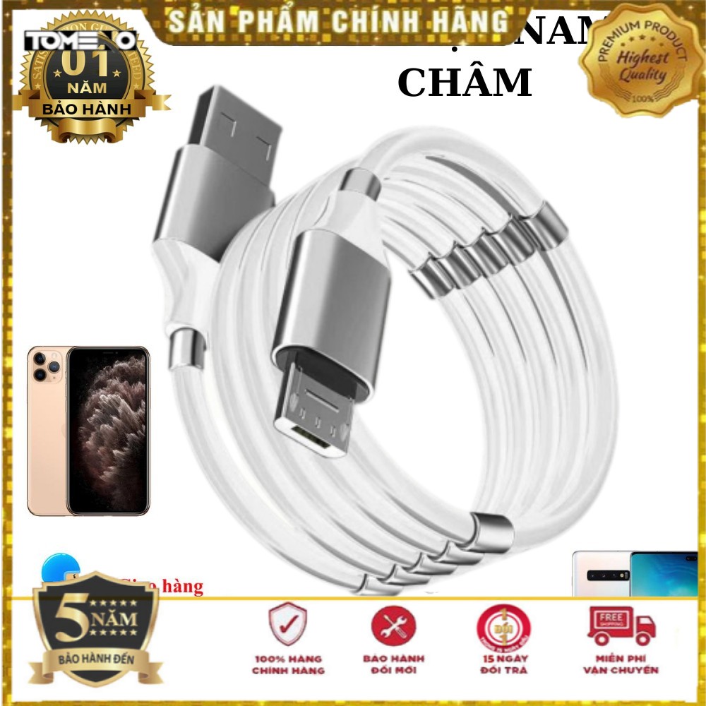 CÁP SẠC NAM CHÂM CHỐNG RỐI sạc siêu nhanh CÓ DÂY IOS và ANDROI [ Màu Trắng]