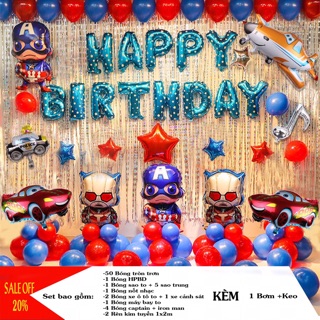 Set bóng siêu nhân, captain, iron man trang trí sinh nhật cho bé trai