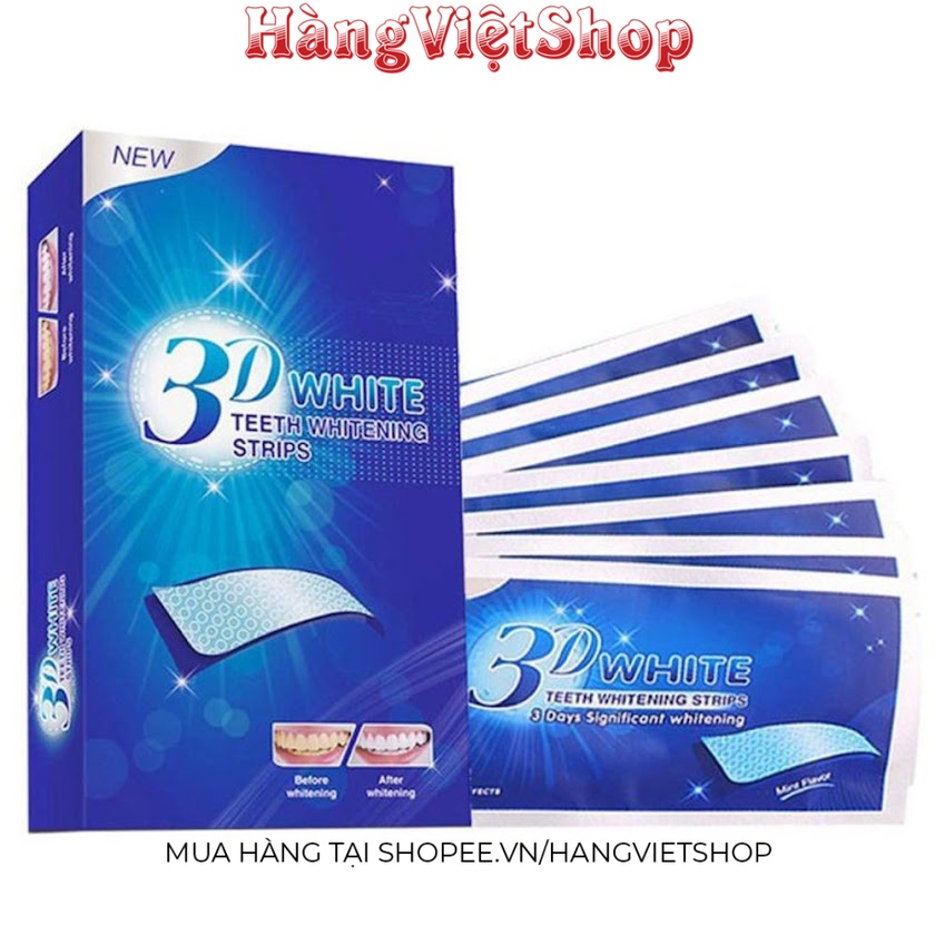 Hộp 14 miếng dán trắng răng tiện lợi 3D White Teeth Whitening Strips dán tẩy trắng răng nội địa trung