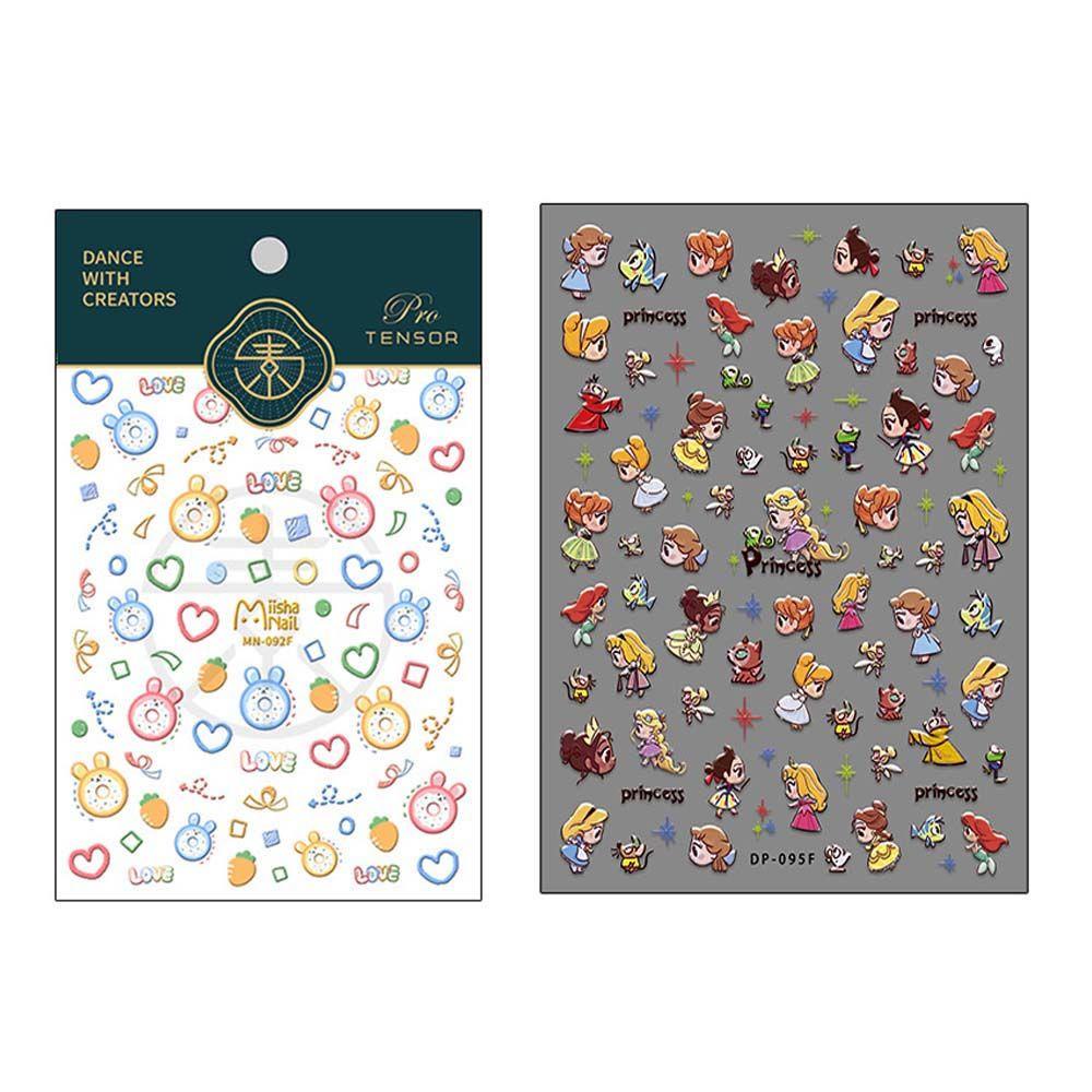 QQMALL Miếng Dán Trang Trí Móng Tay 5D Tự Dính Họa Tiết Công Chúa Thời Trang