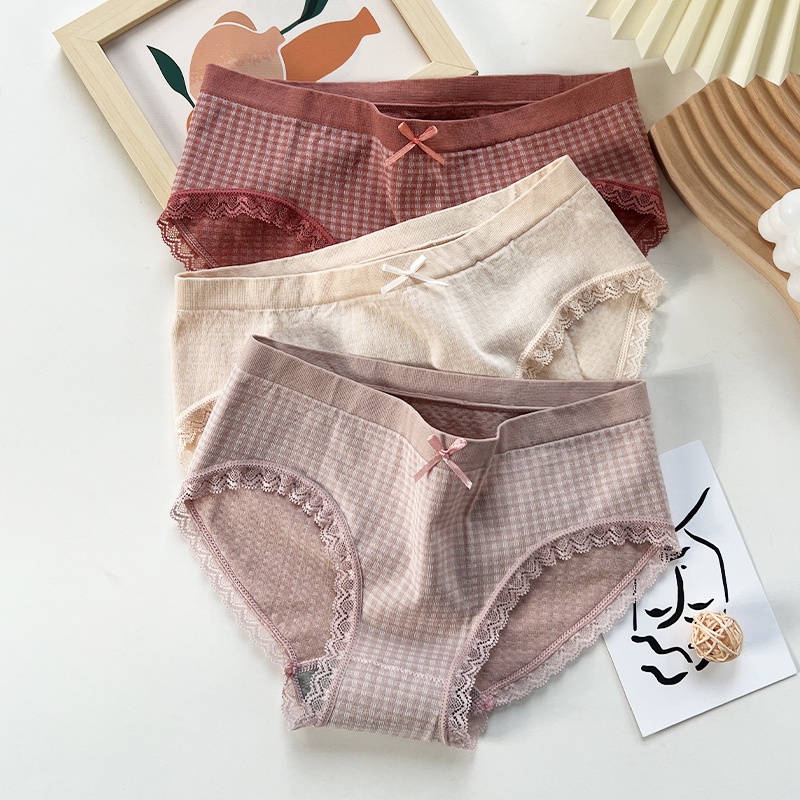 Quần Lót Cotton Kẻ Caro Siêu Dễ Thương Dành Cho Bạn Nữ