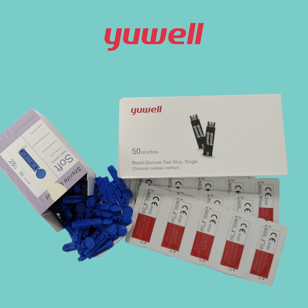 Bộ test 50 kim + 50 que thử đường huyết YUWELL dùng cho máy đo đường huyết Yuwell Accusure 710 chính hãng
