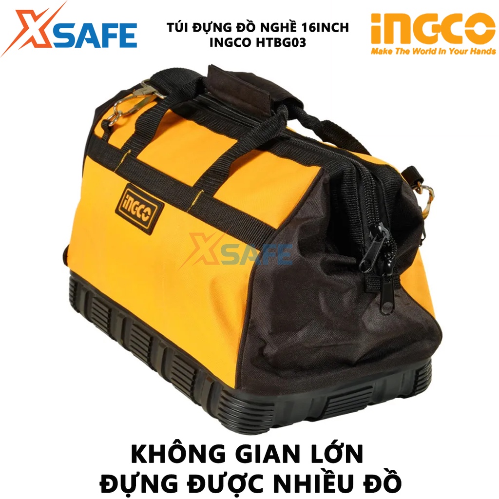 Túi đựng đồ nghề INGCO HTBG03 Giỏ đựng công cụ kích thước 16 inch, quai đeo trên vai chứa các thiết bị, đồ nghề -[XSAFE]