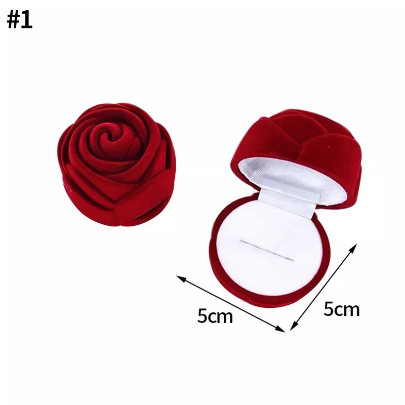 Hộp Nhẫn Hình Bông Hoa Hồng Đỏ thời trang phong cách châu âu để tỏ tình, cầu hôn, ngày cưới ý nghĩa