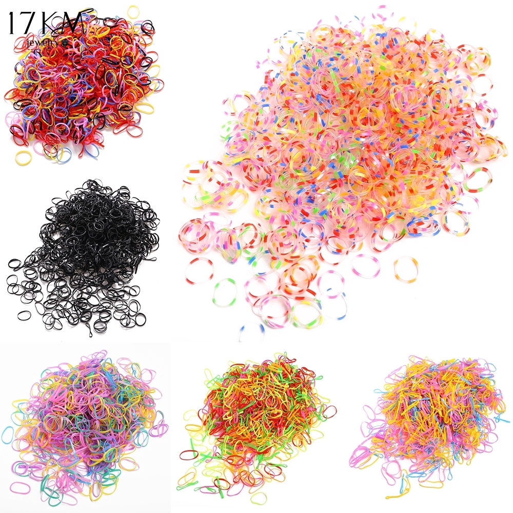 Dây Thun Cột Tóc Nhiều Màu 17KM Phong Cách Hàn Quốc Dùng Một Lần Cho Bé Gái