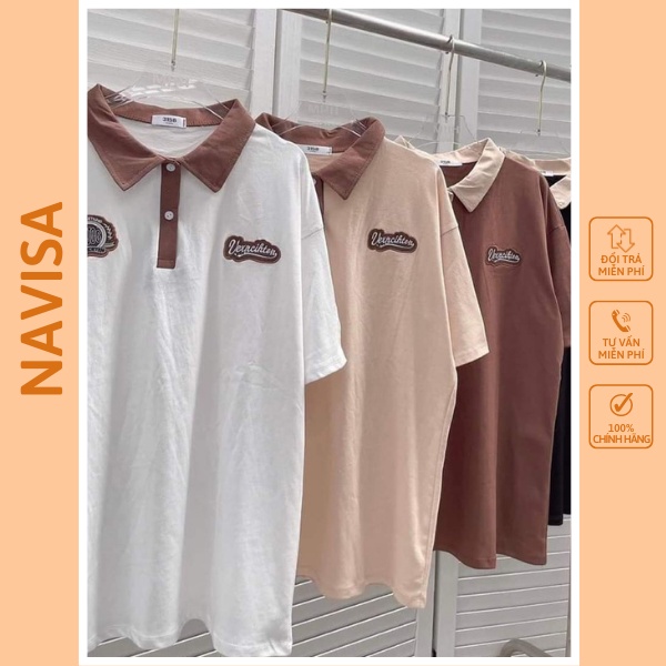 [Mã FATREND27 giảm đến 30k tối đa 99k] Áo polo nam nữ form rộng tay lỡ NAVISA M417