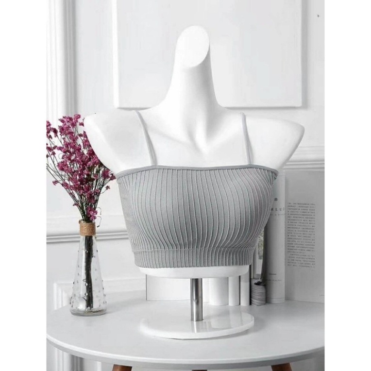 Áo Lót NữÁo Ngực Đệm Mỏng-Bra Ống 2 Dây Cotton Gân Tăm Có Mút
