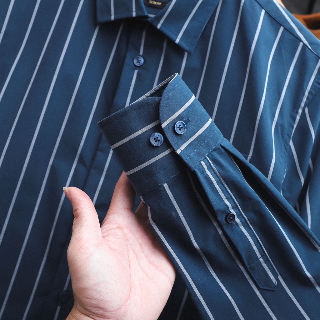 Sơ mi nam sọc 4 màu chất cotton tay dài có túi trước ngực SASM63 |SATOSHI|
