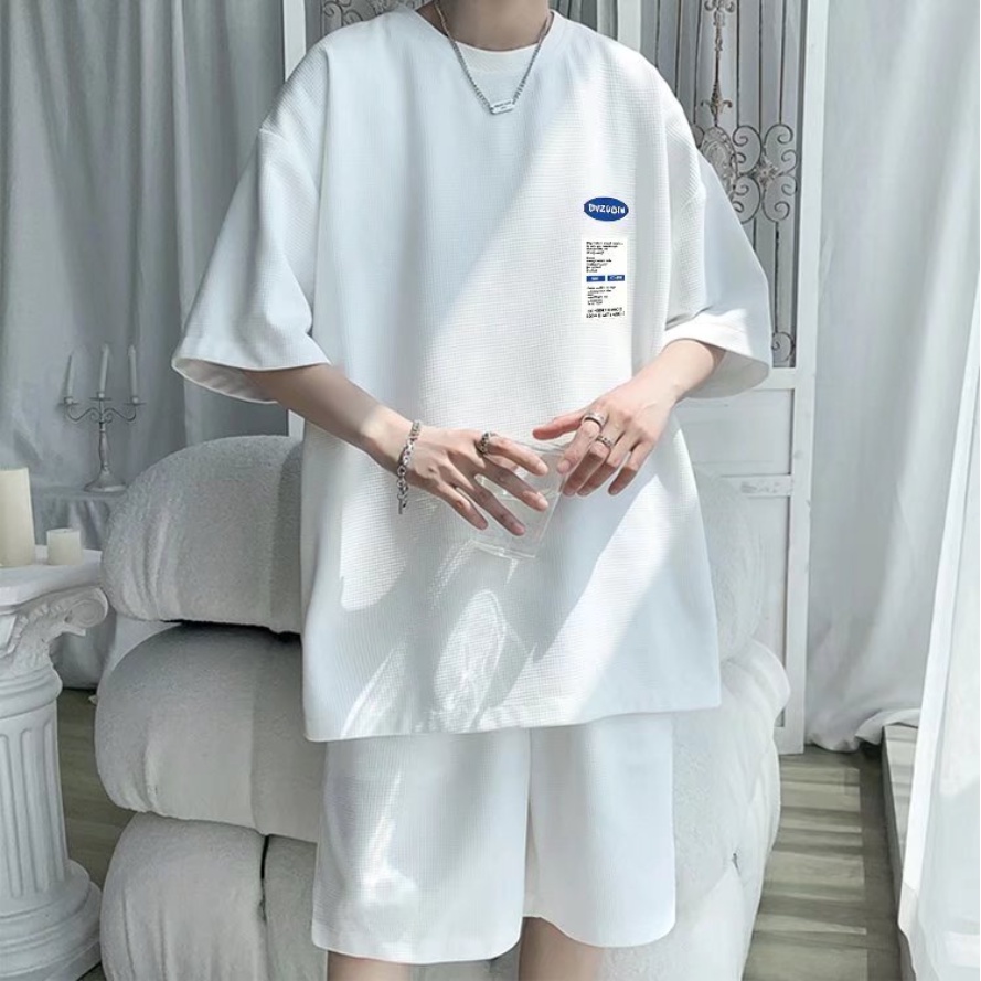đồ bộ thể thao nam thời trang bông đồ bộ thể thao nữ phong cách Hàn Quốc áo thun nam unisex quần ngắn nam from rộng set nam