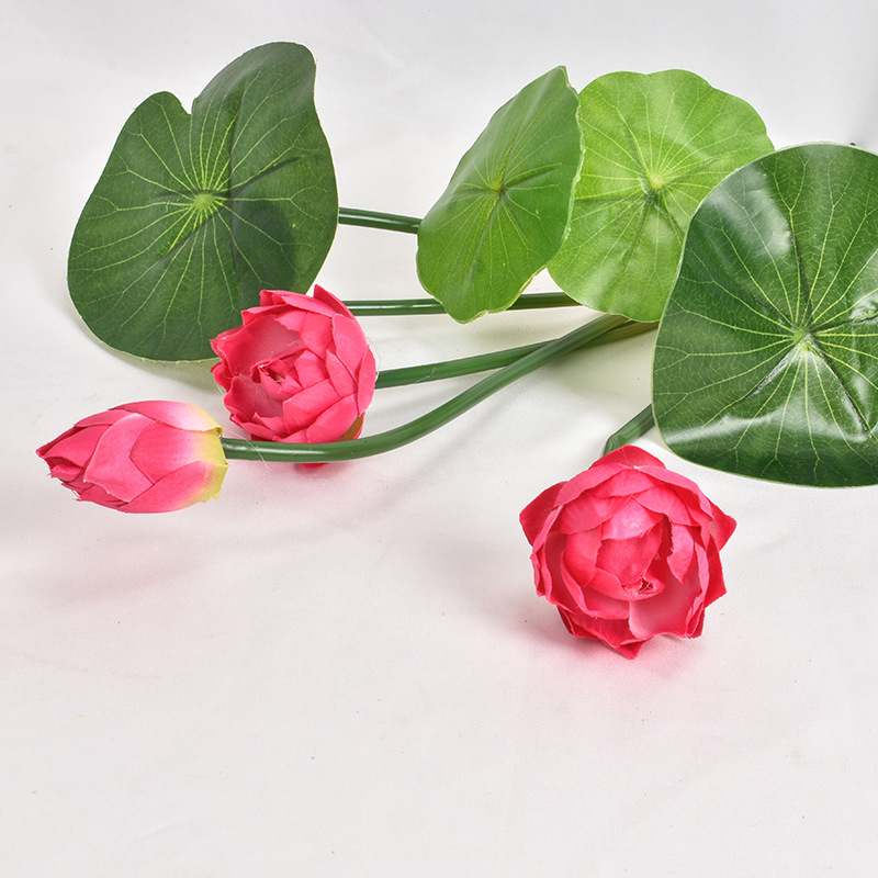 Hoa sen giả Houseeker 3 nhánh trang trí nhà ở
