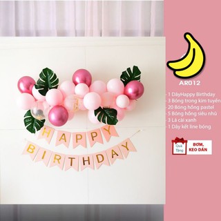 Set bóng trang trí sinh nhật , party tone hồng pastel đơn giản siêu đẹp HT57