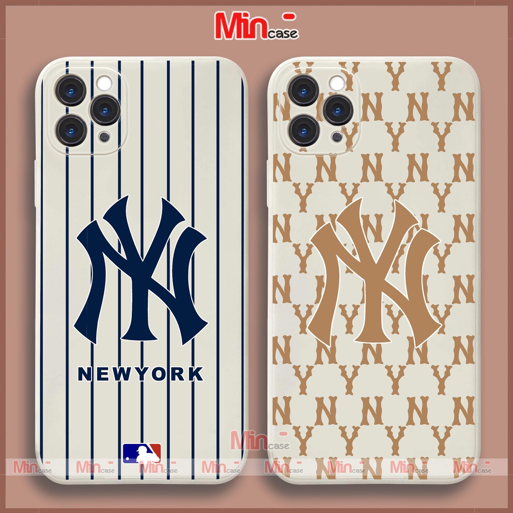 Ốp lưng điện thoại iPhone MLB New York cạnh viền vuông silicon dẻo ip 6/6s/7/8/X/XS/XR/11/12/13/14 Pro Plus Max Mincase
