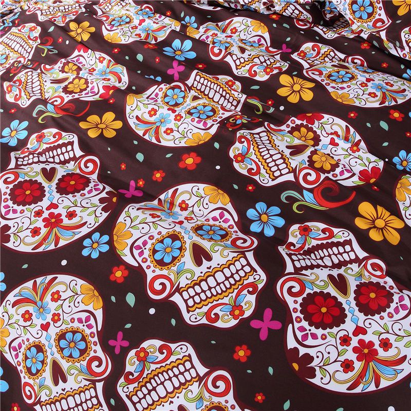 Bộ Chăn Ga Và Vỏ Gối In Hình Đầu Lâu Thời Trang