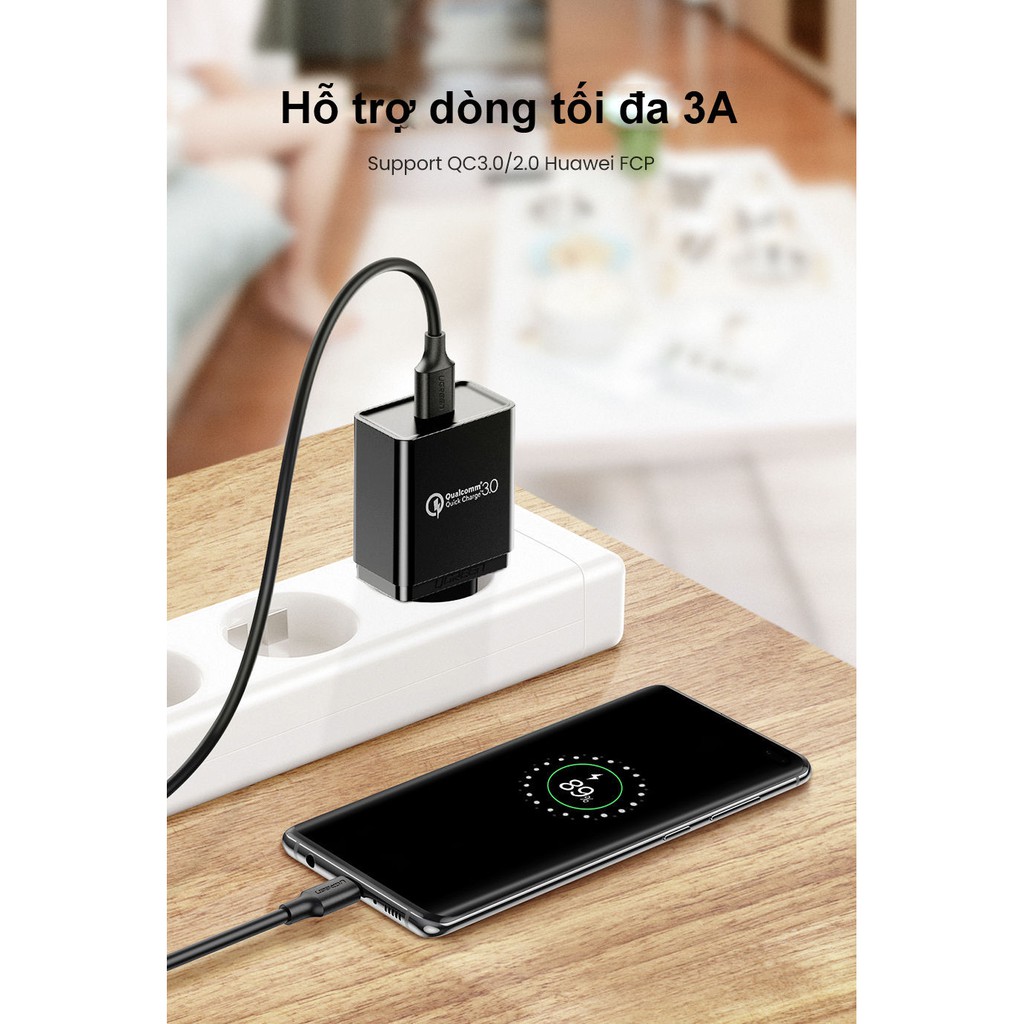 Dây cáp sạc và truyền dữ liệu tốc độ nhanh USB 3.0 sang USB type C, dòng 3A, dài 0.5-2m UGREEN US184