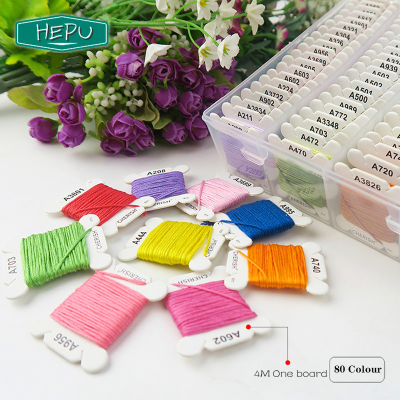 Cuộn Chỉ Thêu 4M 447 Màu 80 Màu Bằng cotton