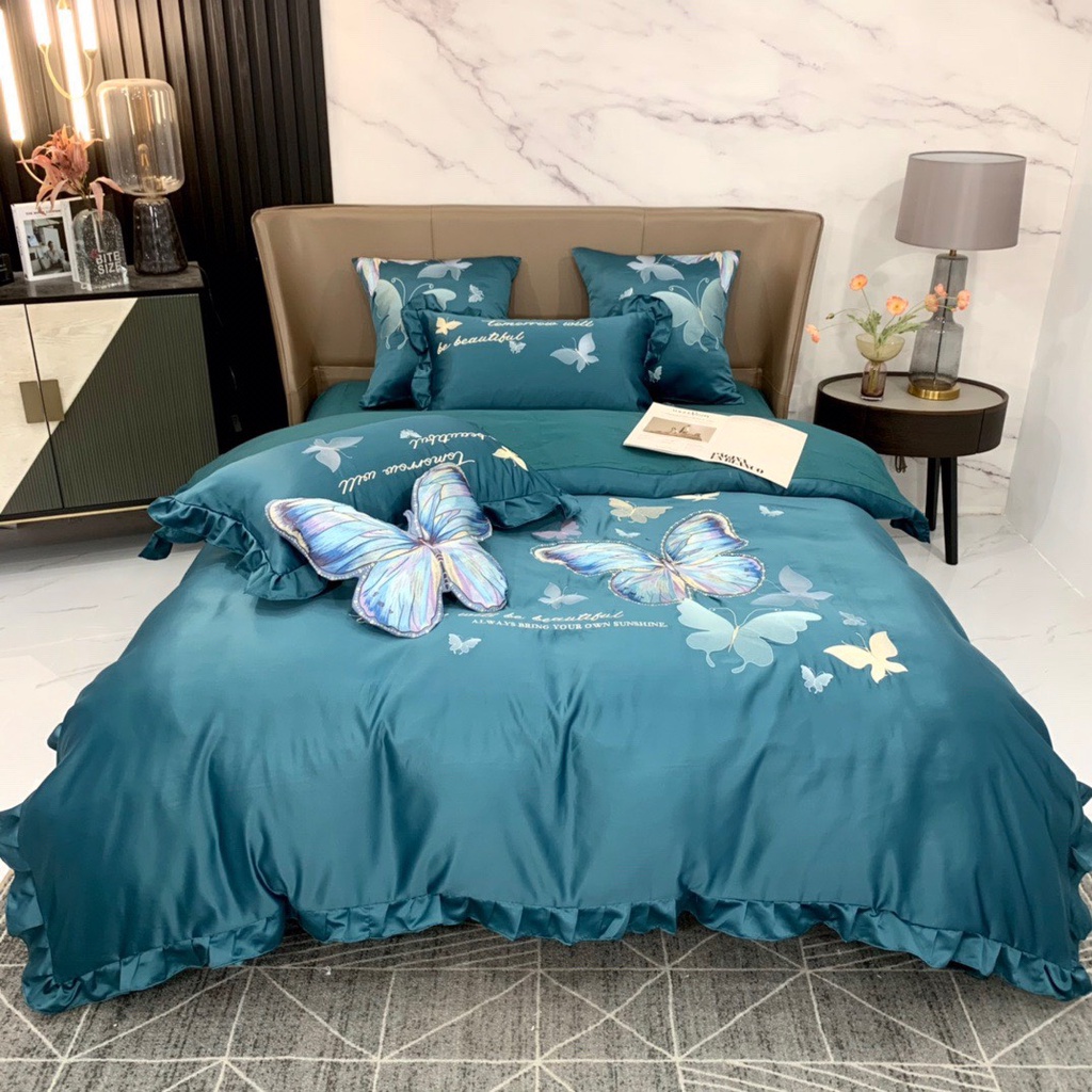 BỘ Chăn Ga Gối Lụa SILK THÊU HOÀNG GIA Đẳng Cấp /Mẫu Mới Nhất 2020 MỚI