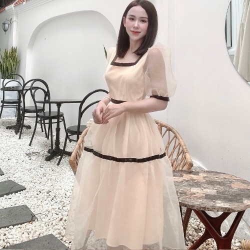 [Mã FAGREEN1505 giảm 10% tối đa 30K đơn 99K] Đầm Nữ ❤ đầm nude viền đen kiểu dáng tiểu thư, đẹp ❤KÈM HÌNH THẬT | BigBuy360 - bigbuy360.vn