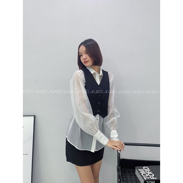 Sơ mi freesize tay phồng chất tơ mỏng