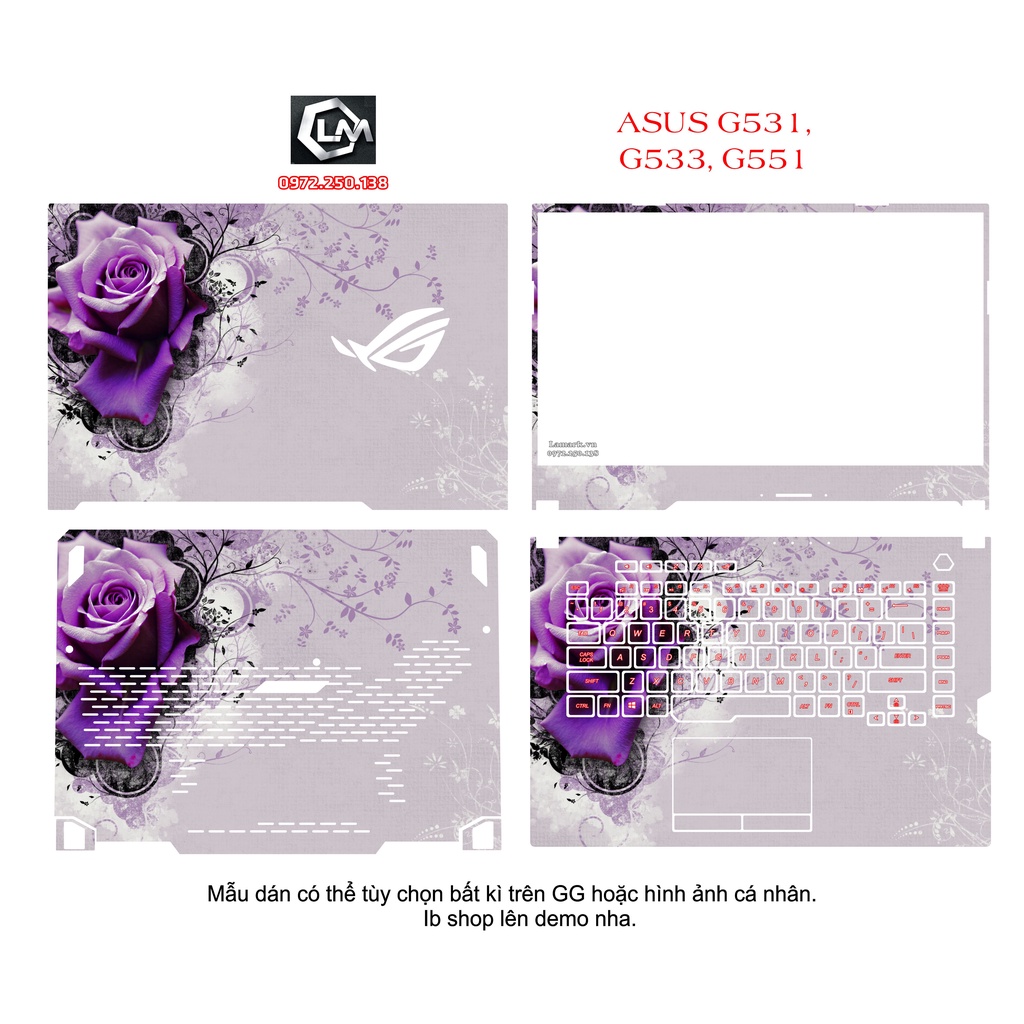 Skin dán cho laptop Asus G531 , G533 , G551  theo yêu cầu, hình tùy chọn hình bất kì trên GG hoặc hình ảnh cá nhân.