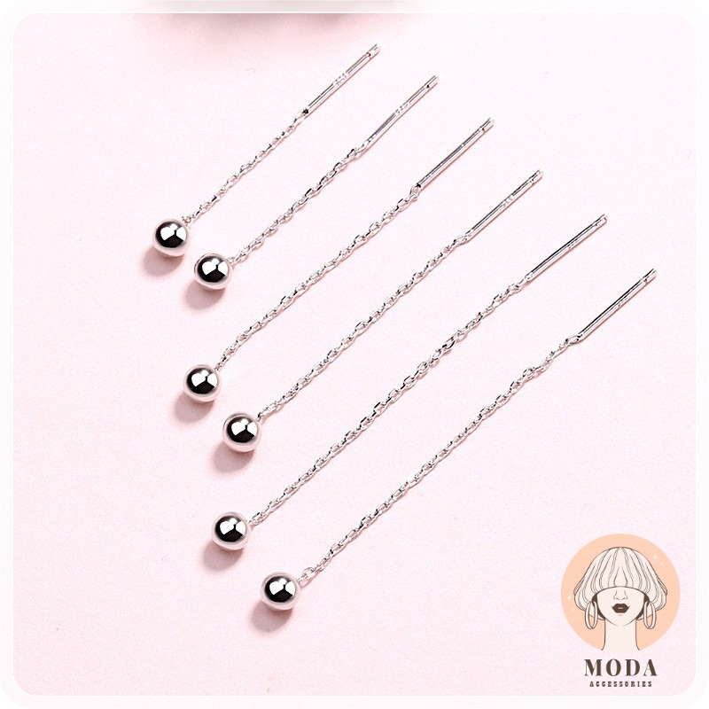 Khuyên Tai Dáng Dài Nụ Tròn Nhỏ 💍CỰC CHẤT💍 Bông tai phong cách Hàn Quốc Bạc S925 💯%[MODA]